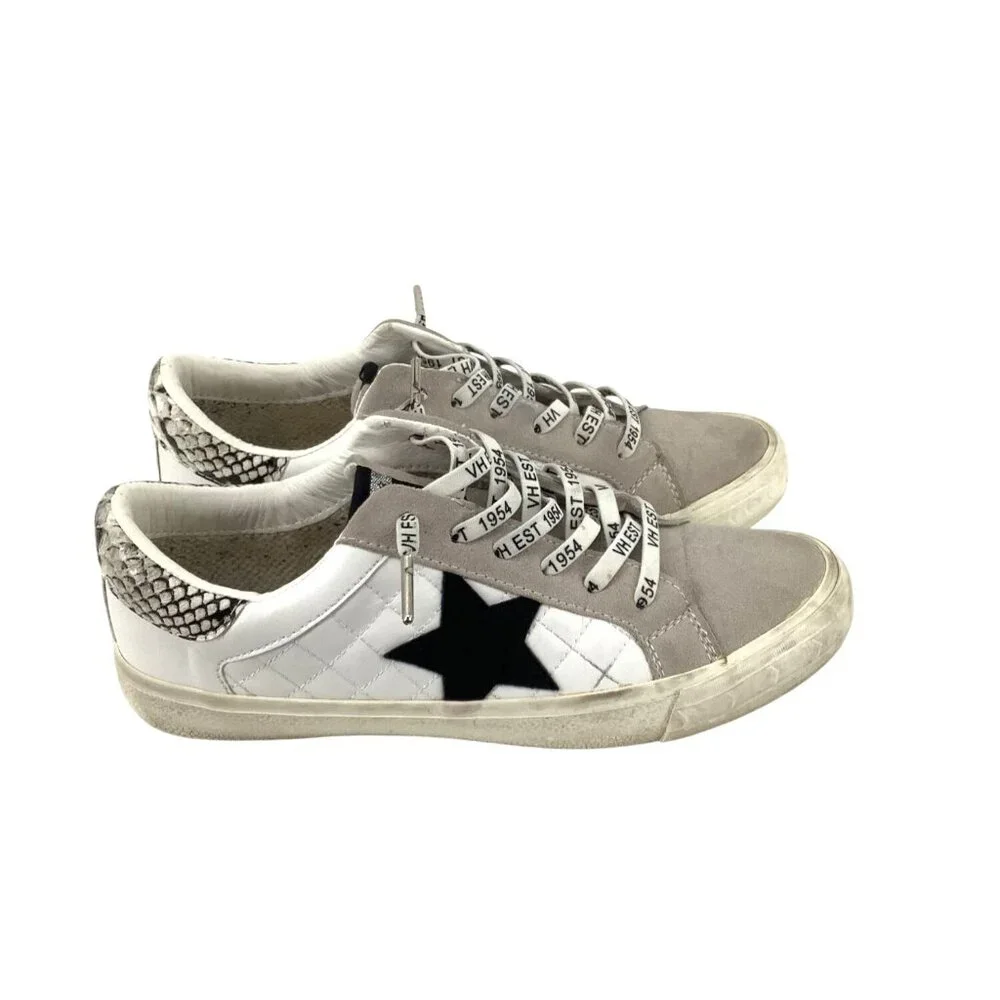 Vintage Havana Womens Quilted Star Sneakers Size 9 Snake Print Accents - Picture 2 of 8